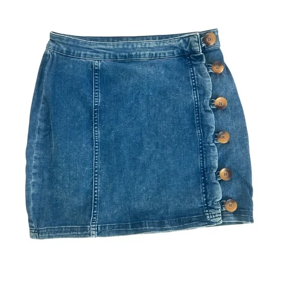Free People Denim Button-Up Skirt size 8 - Picture 1 of 4
